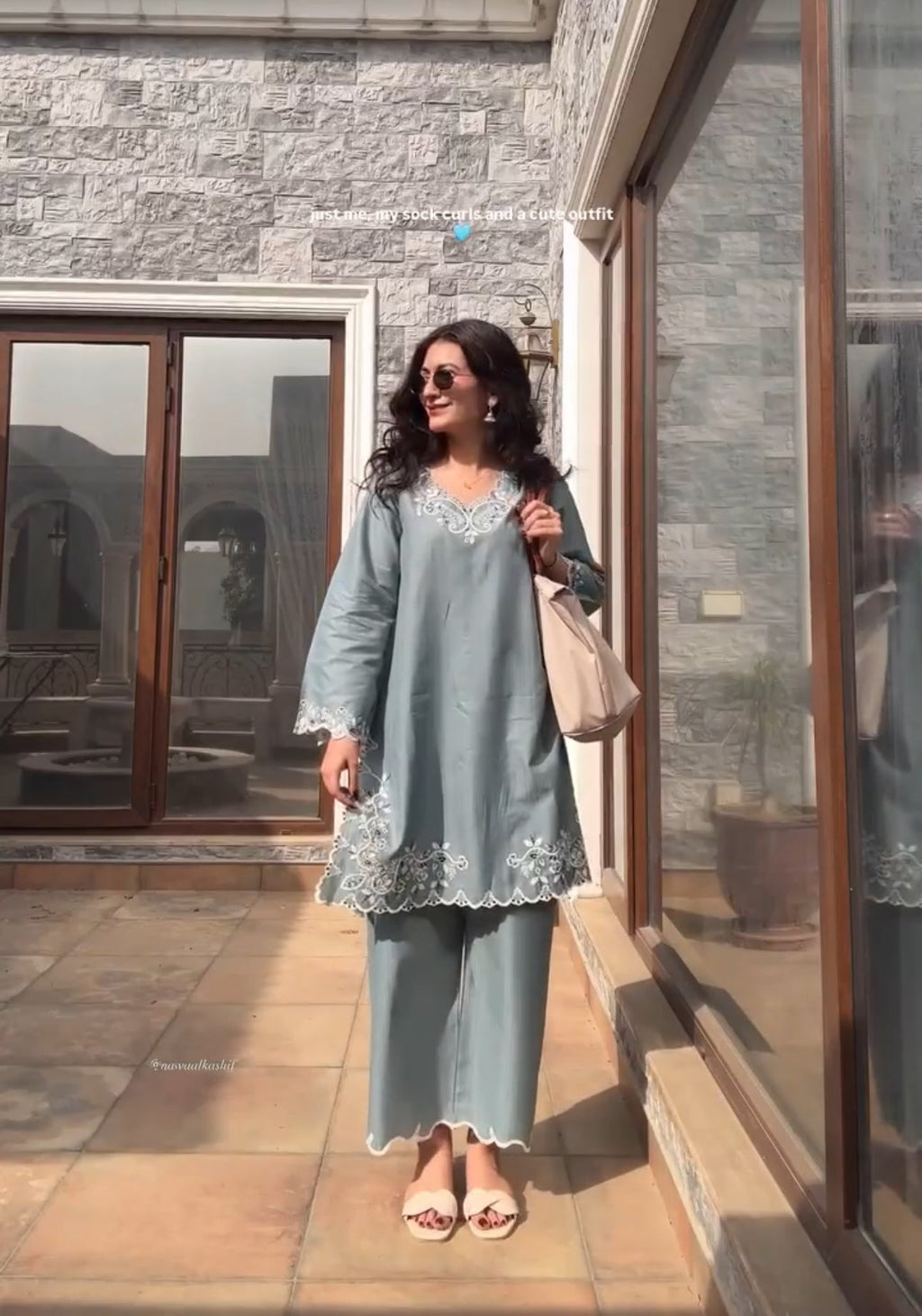 Grey Embroidered Co-ord Set