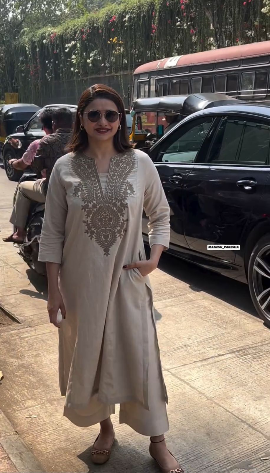 Beige Embroidered kurta set