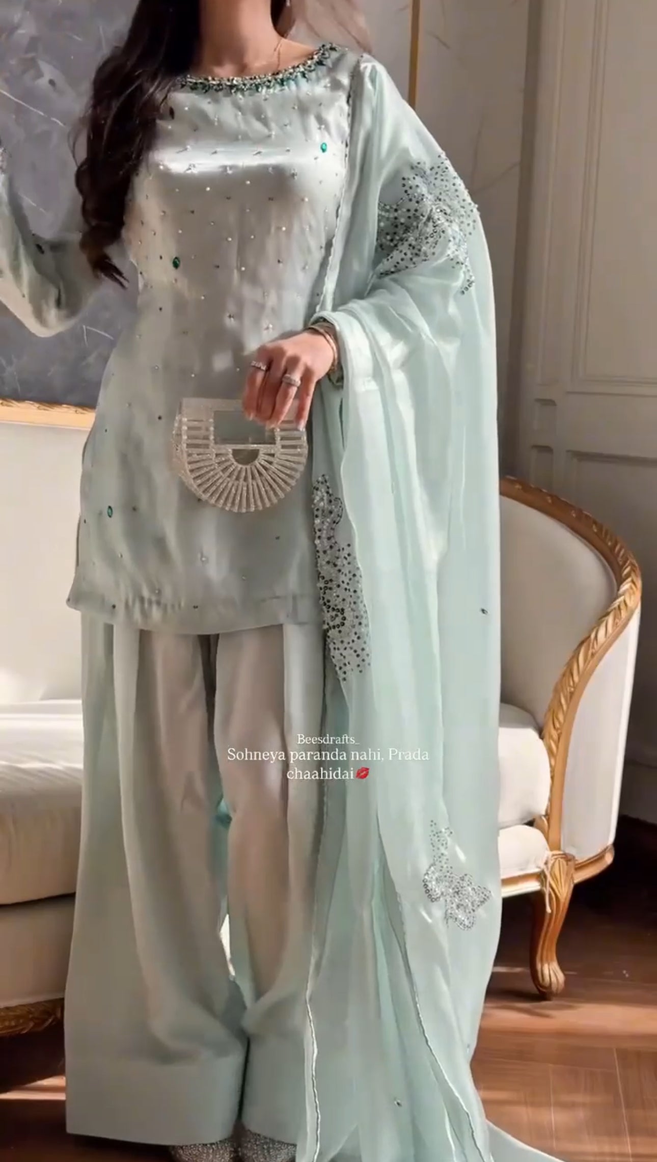 Pastel green Farsi suit