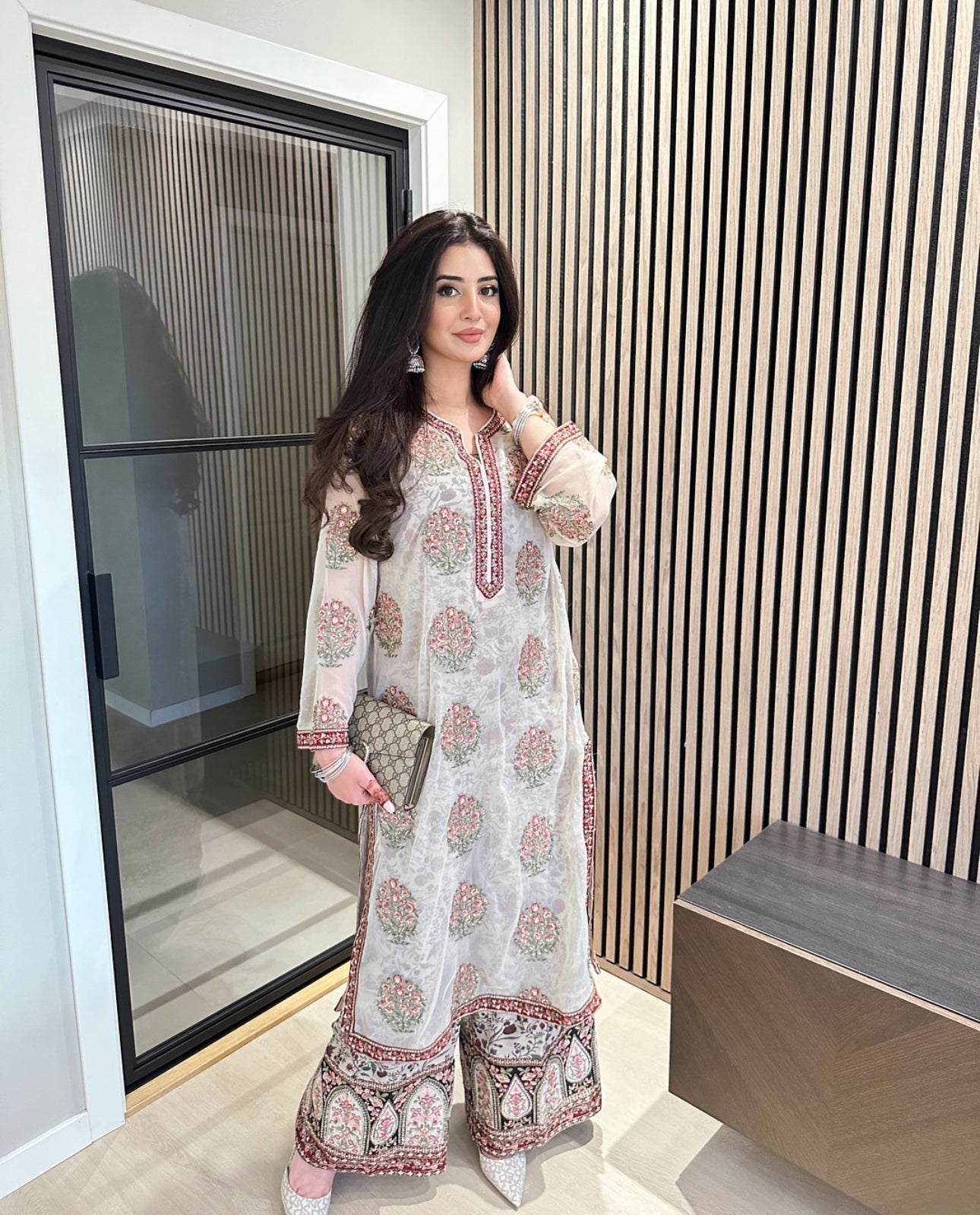 Organza white suit with Duppta