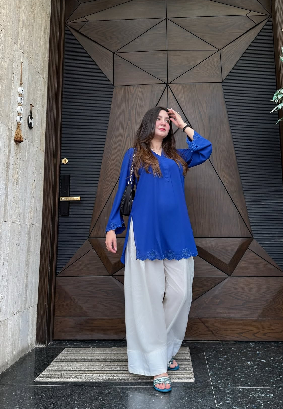 Royal blue embroidery Farsi cord set