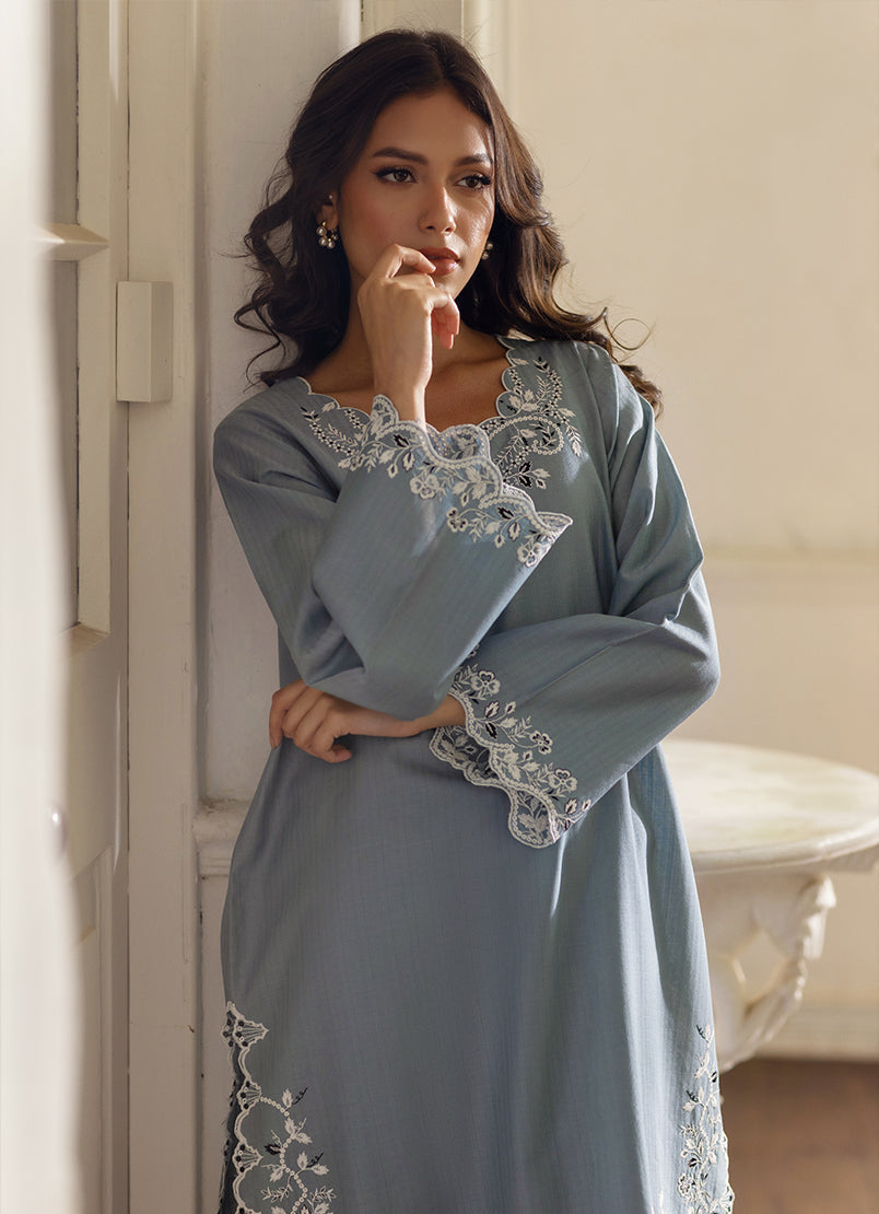 Grey Embroidered Co-ord Set