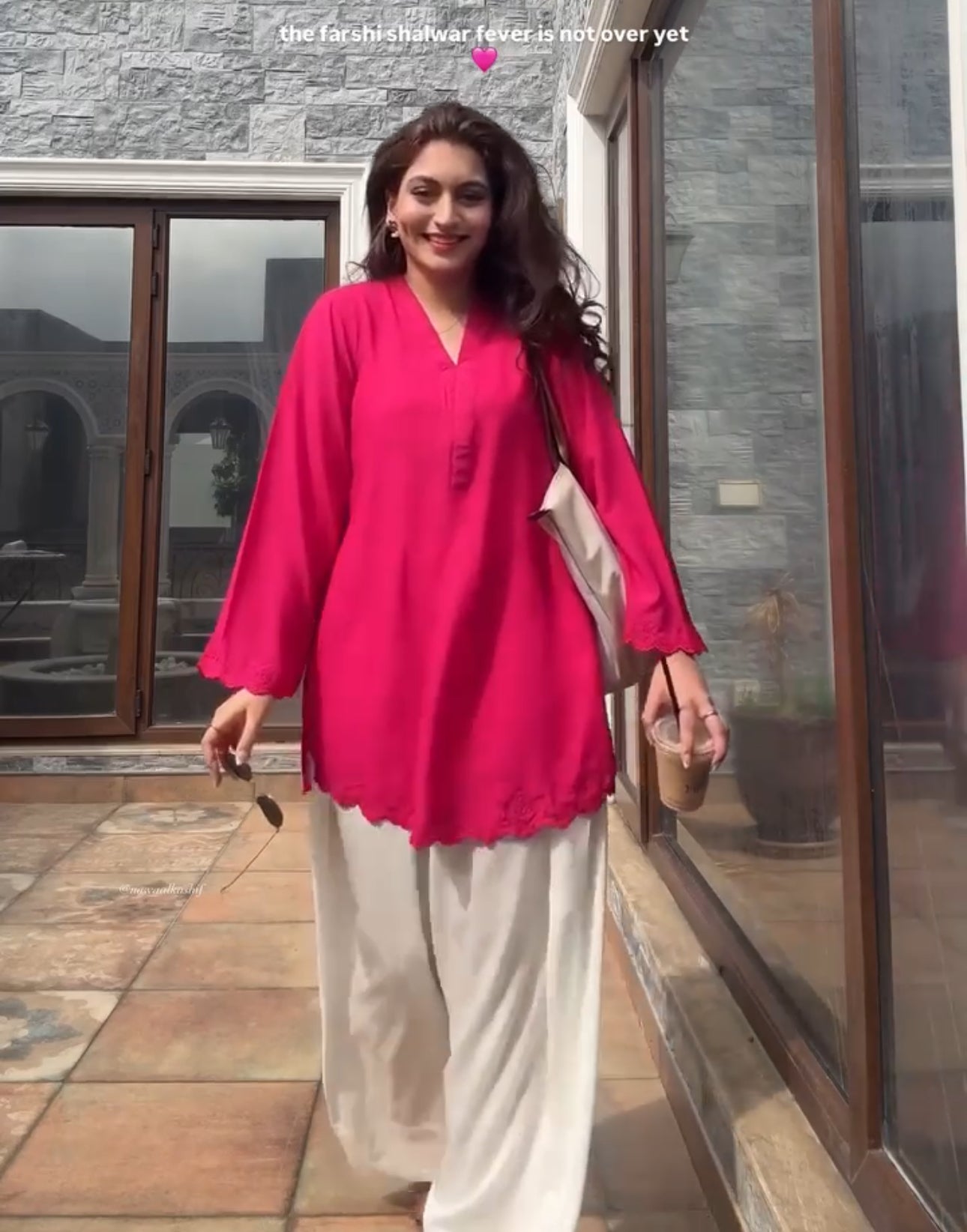 Pink embroidery Farsi cord set