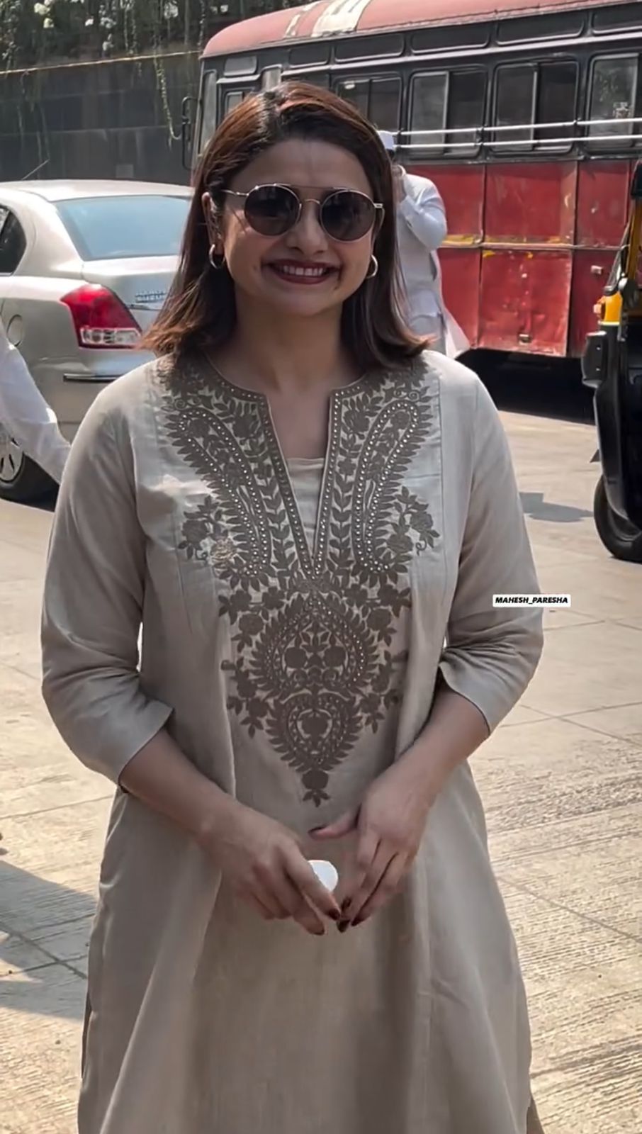 Beige Embroidered kurta set