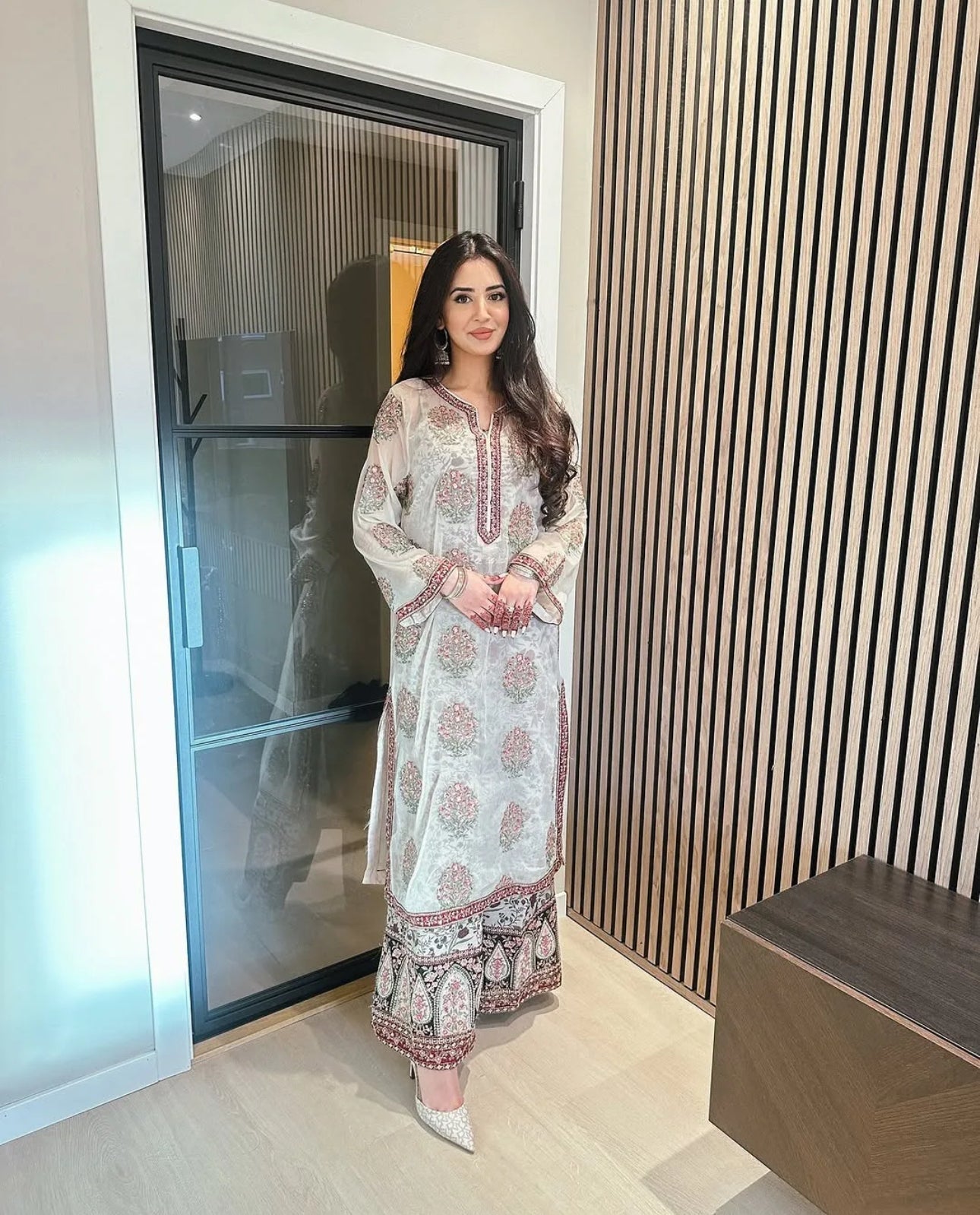 Organza white suit with Duppta