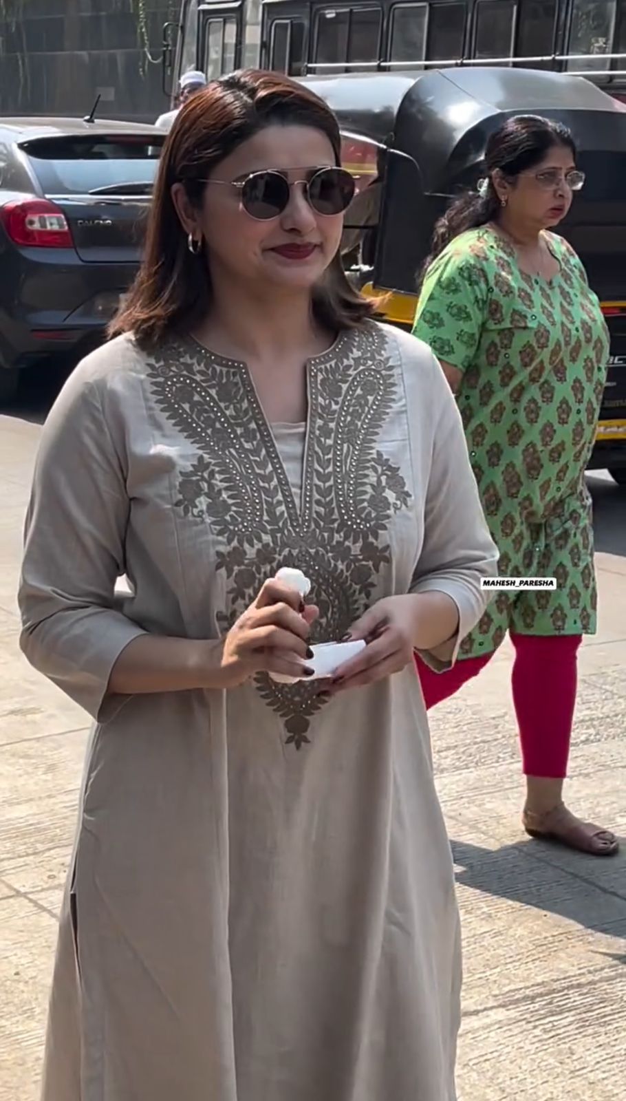 Beige Embroidered kurta set