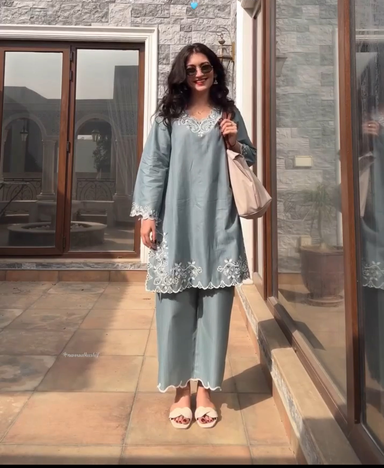 Grey Embroidered Co-ord Set