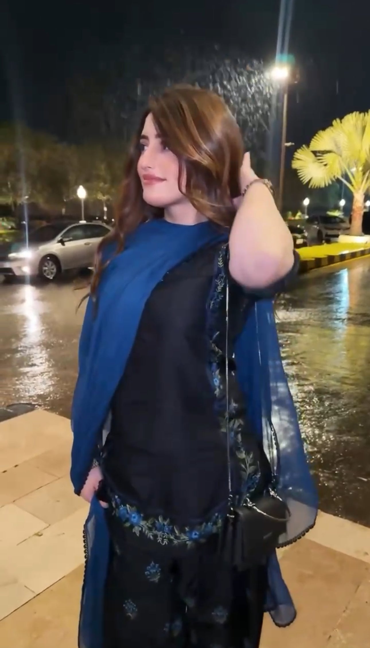 Classic black blue duppta suit