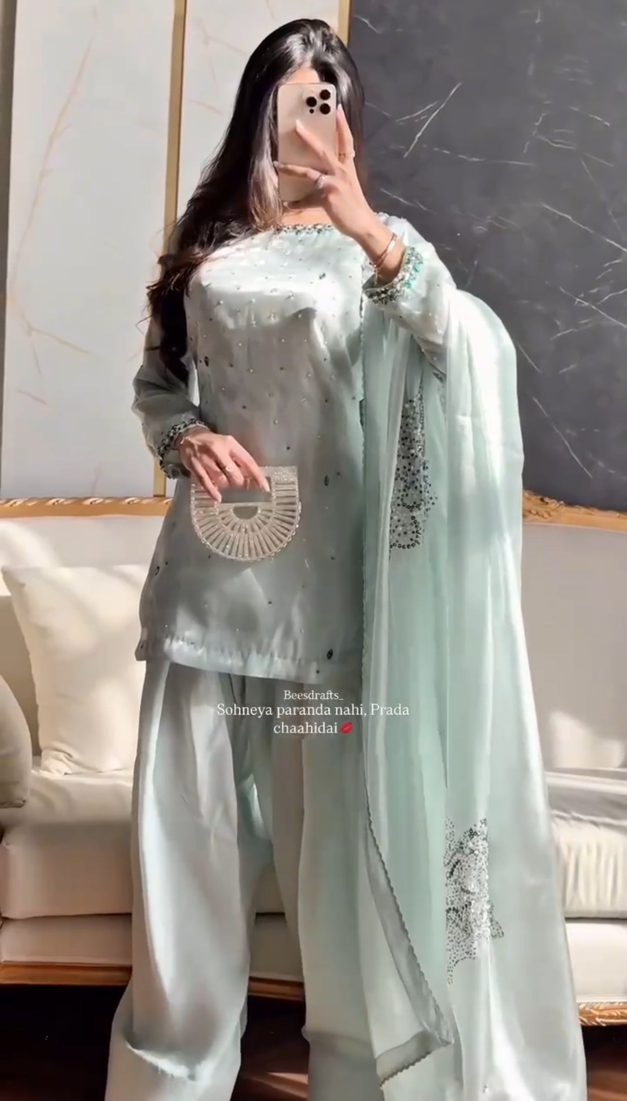 Pastel green Farsi suit