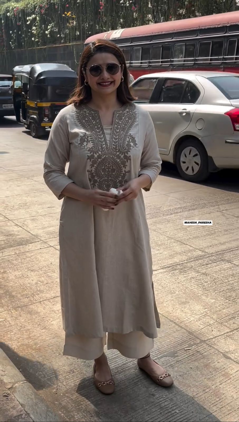 Beige Embroidered kurta set