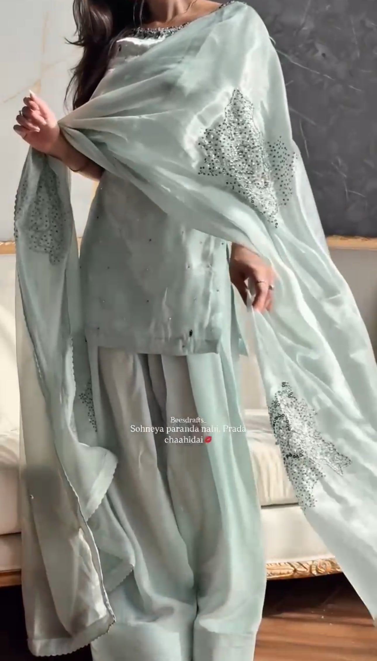 Pastel green Farsi suit