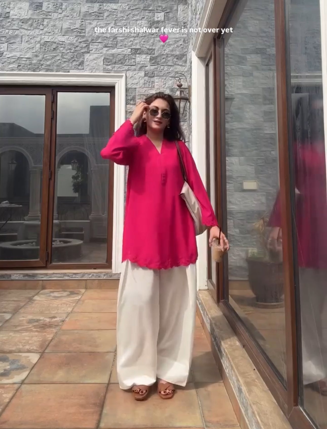 Pink embroidery Farsi cord set