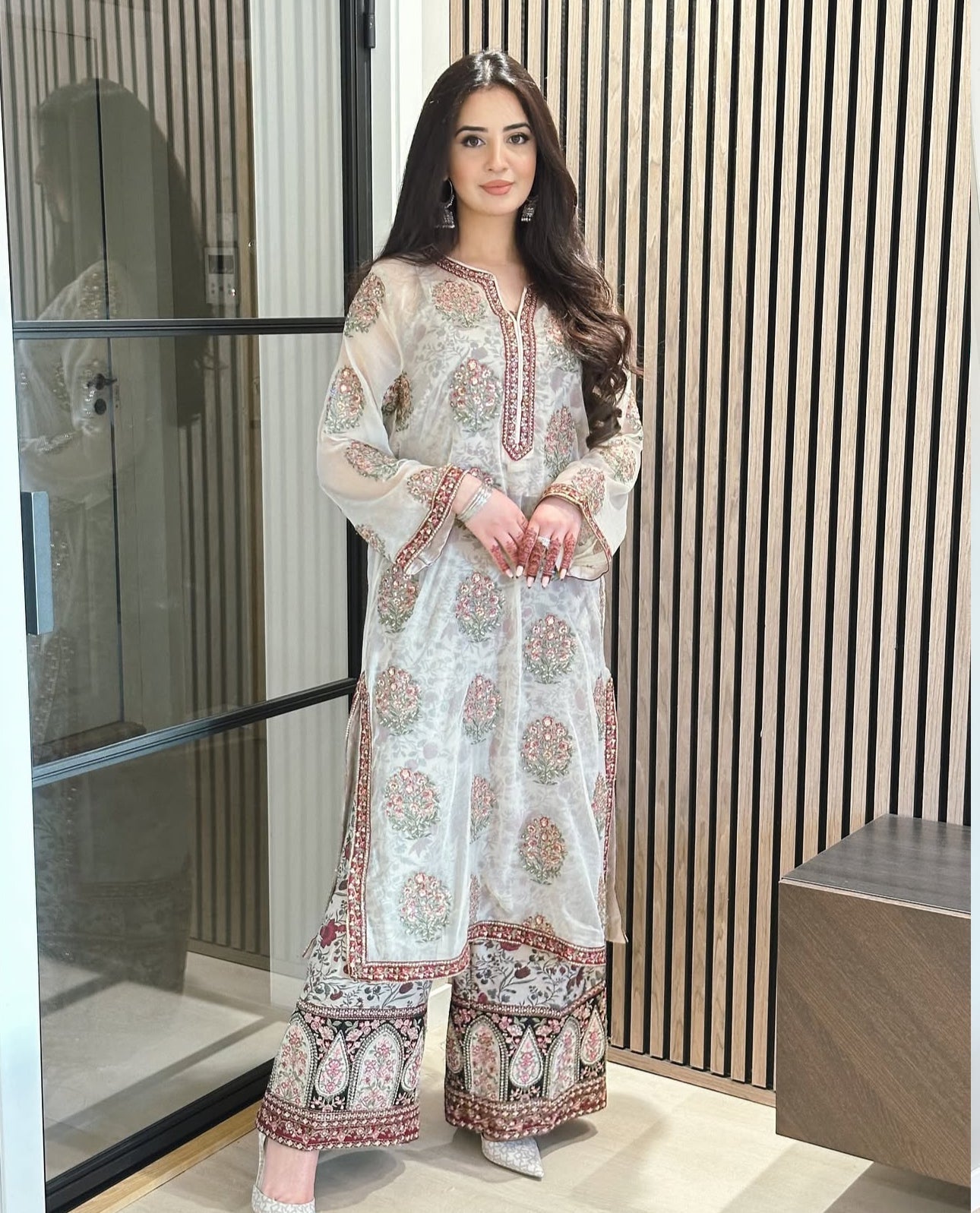 Organza white suit with Duppta