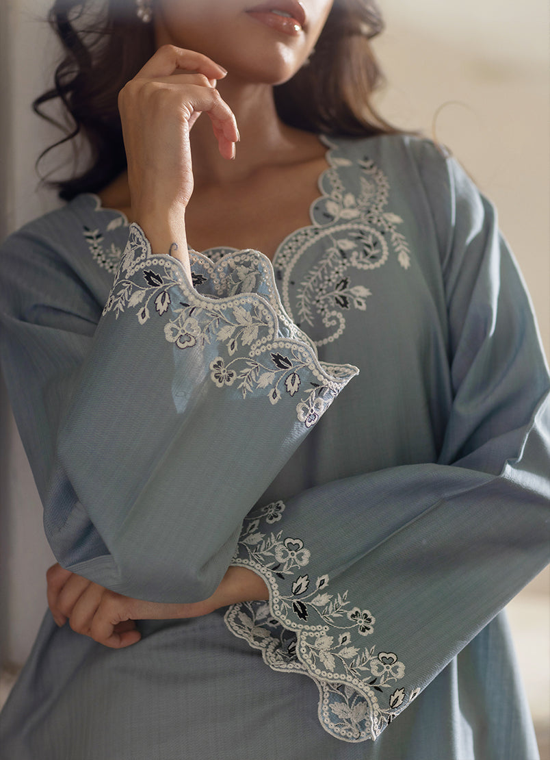 Grey Embroidered Co-ord Set