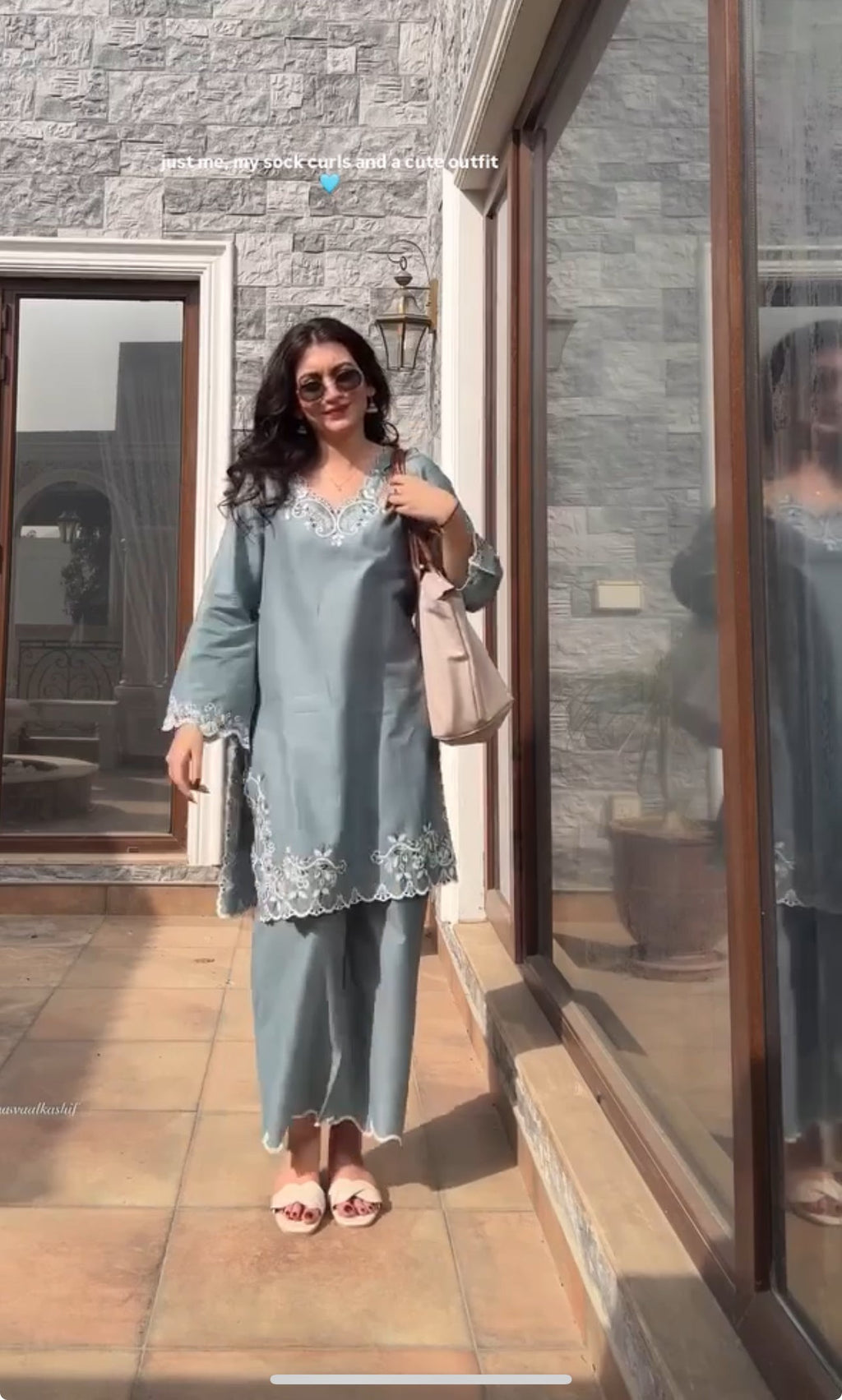 Grey Embroidered Co-ord Set