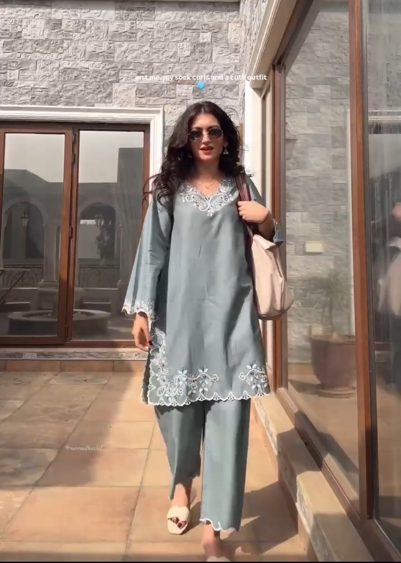 Grey Embroidered Co-ord Set