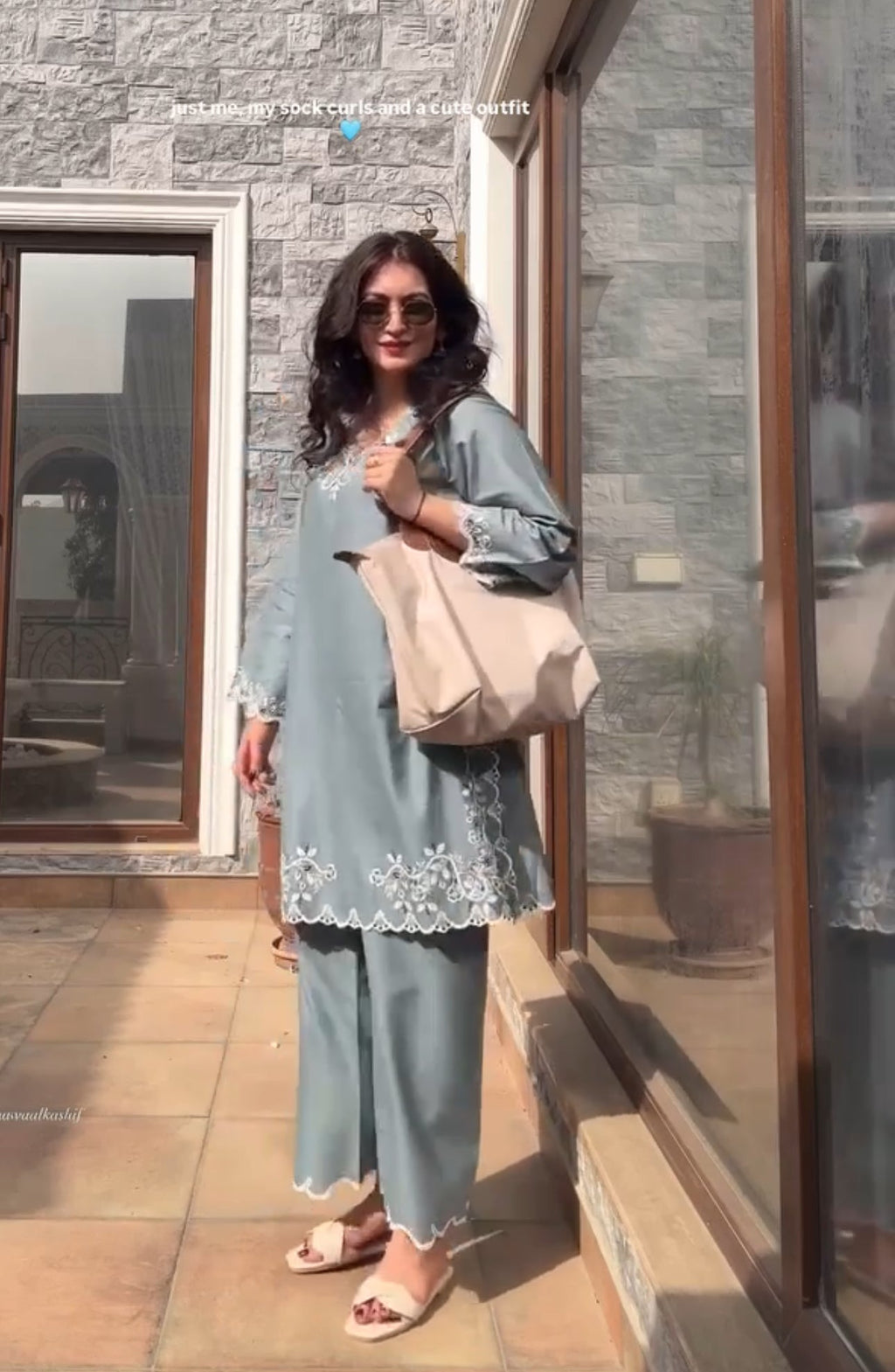 Grey Embroidered Co-ord Set