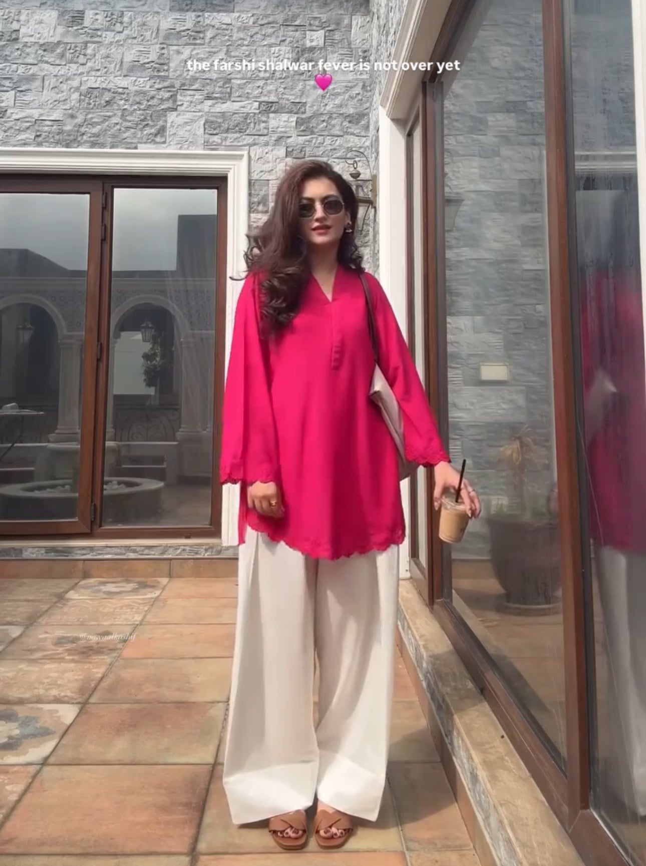 Pink embroidery Farsi cord set