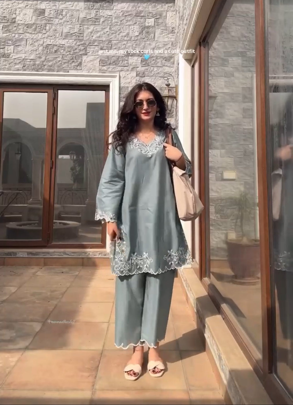 Grey Embroidered Co-ord Set