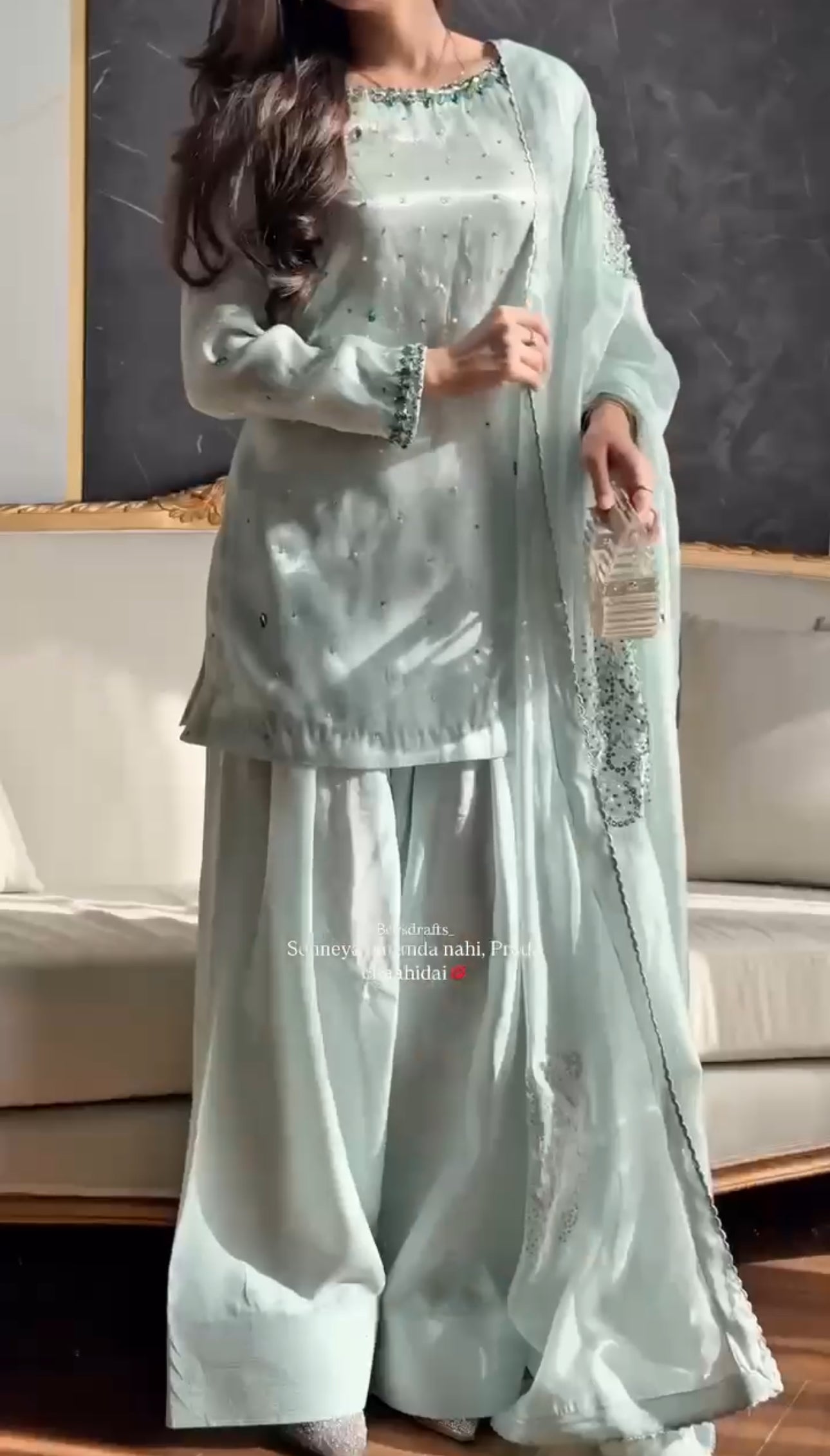 Pastel green Farsi suit