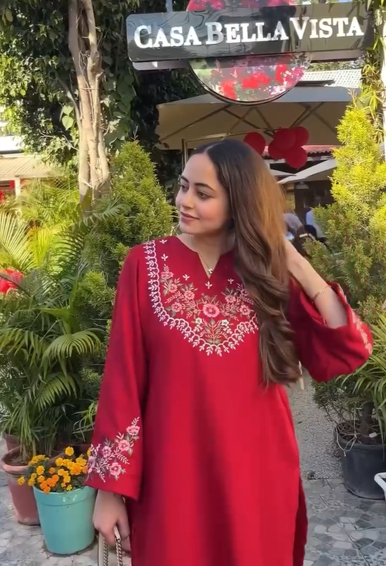 Red Embroidered Co-ord set