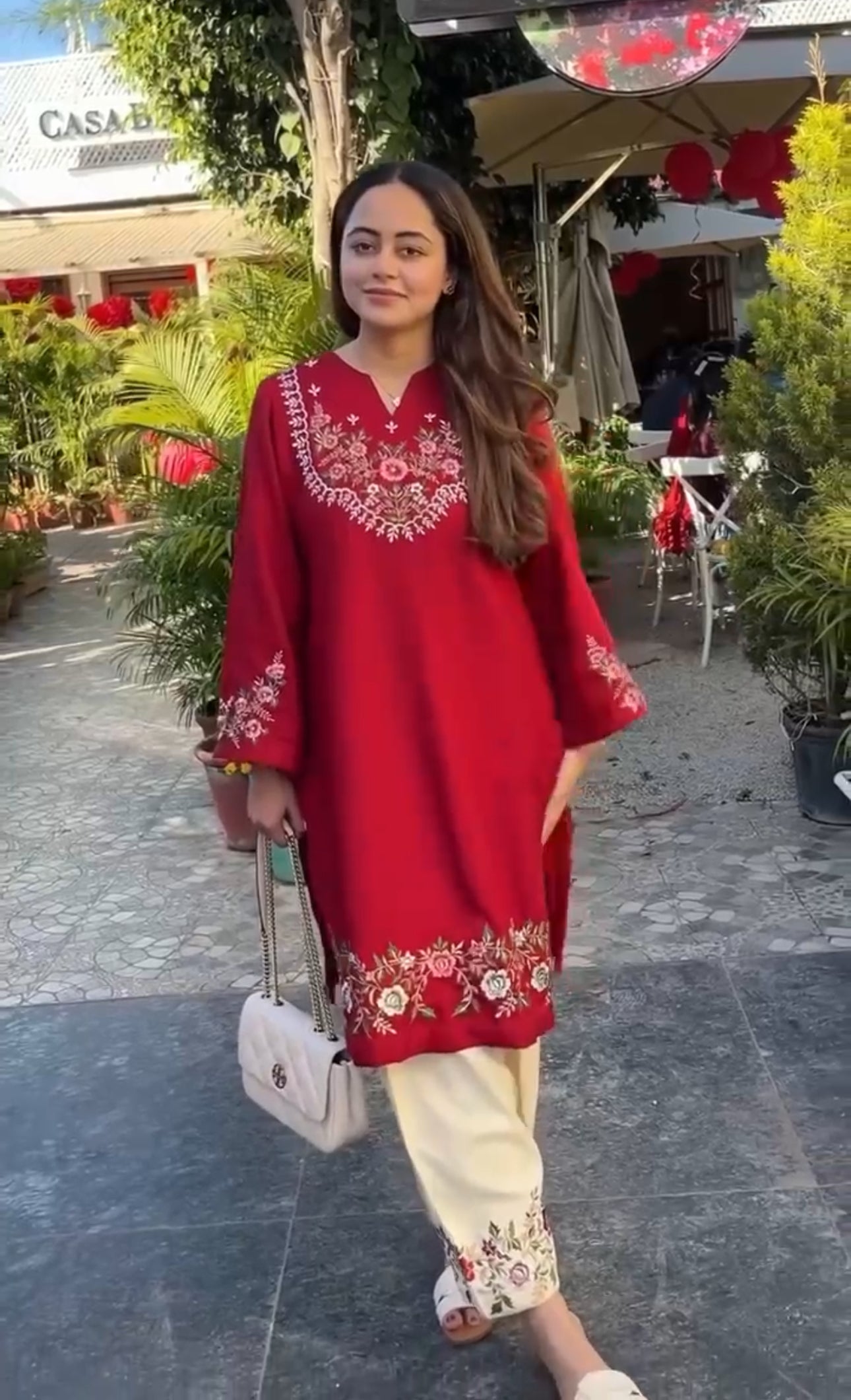 Red Embroidered Co-ord set