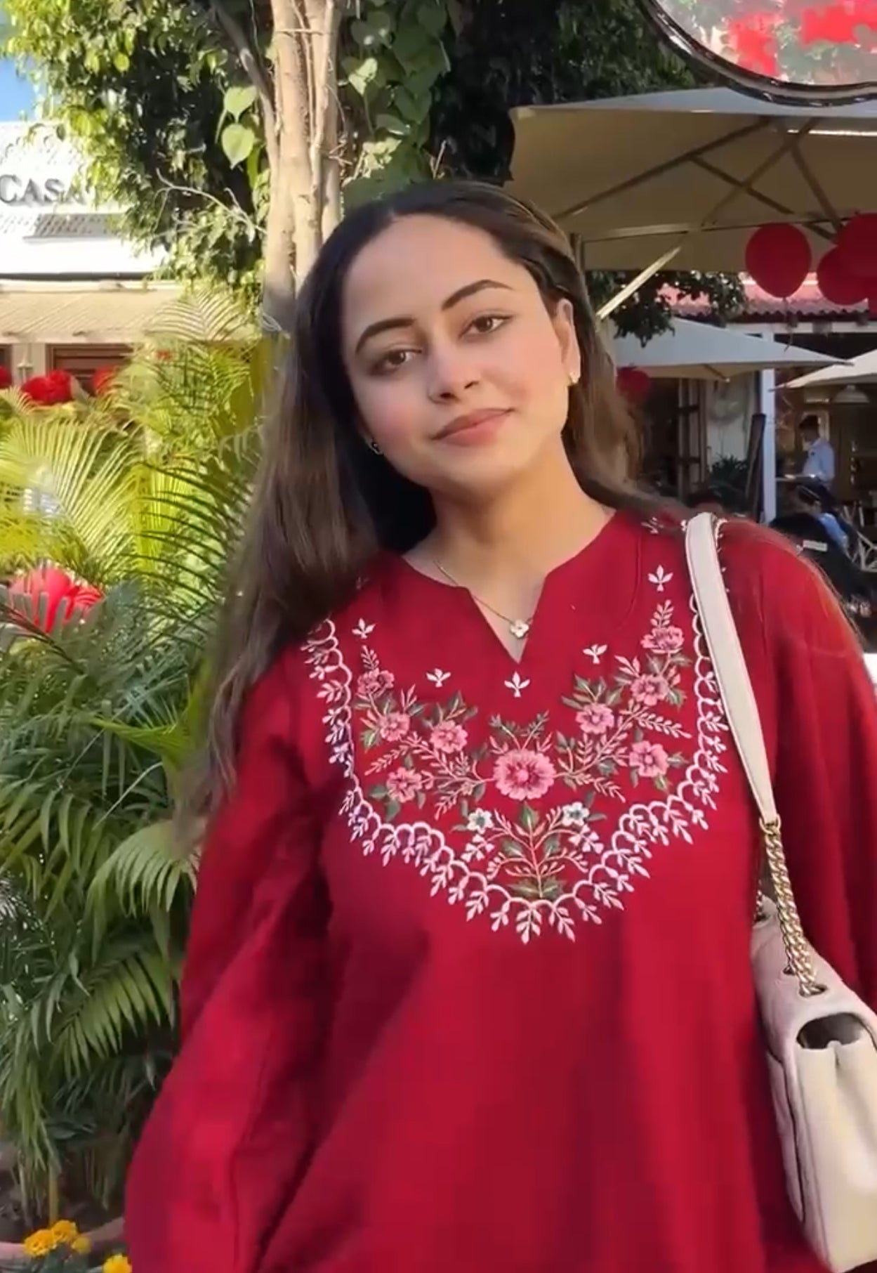 Red Embroidered Co-ord set