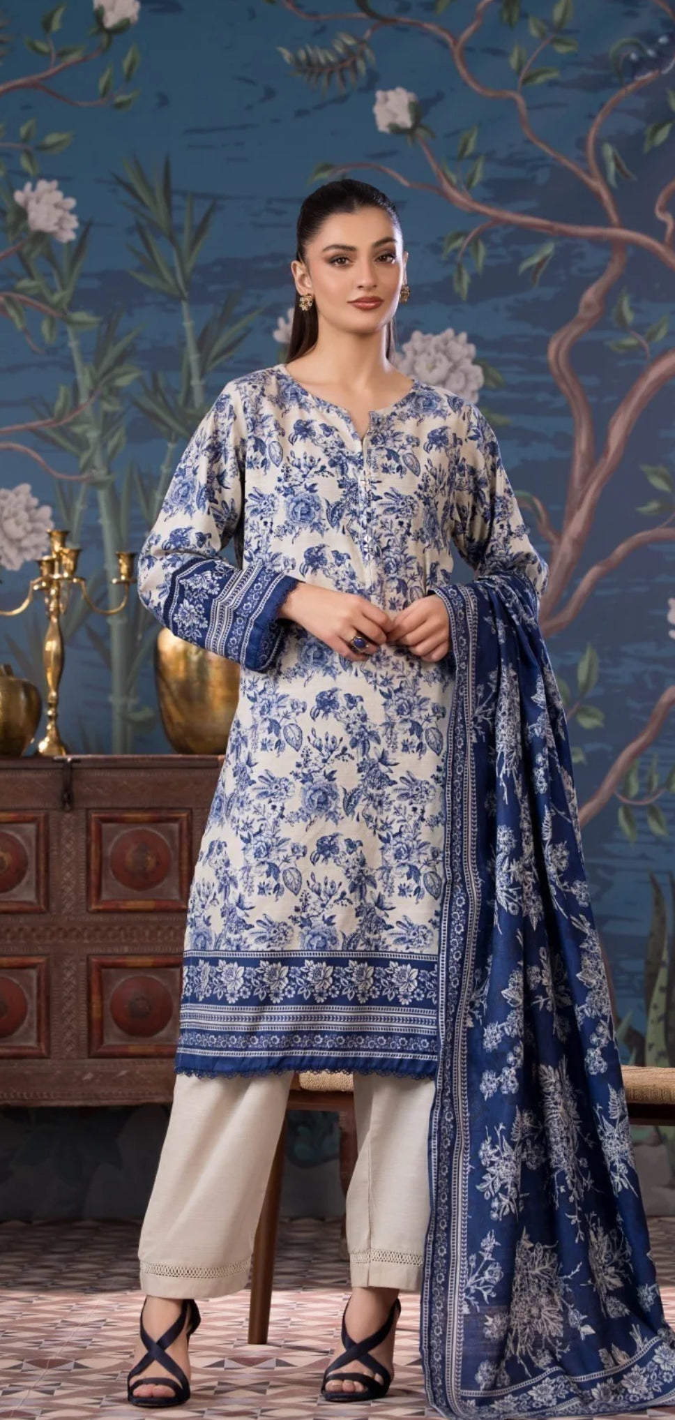 Pakistani printed blue Pure Cotton Suit Set