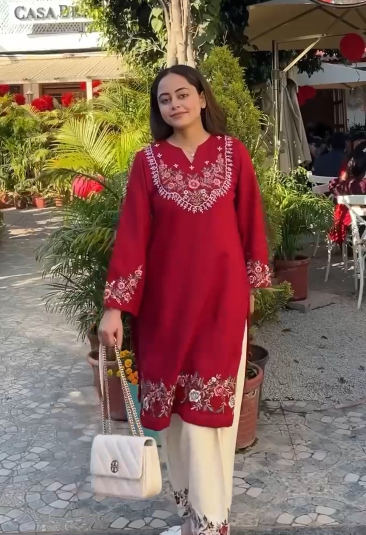 Red Embroidered Co-ord set