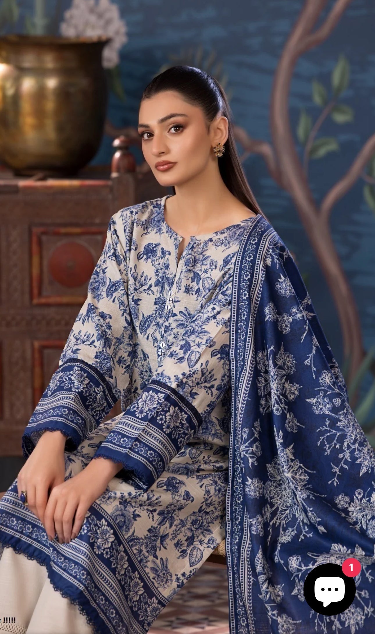 Pakistani printed blue Pure Cotton Suit Set