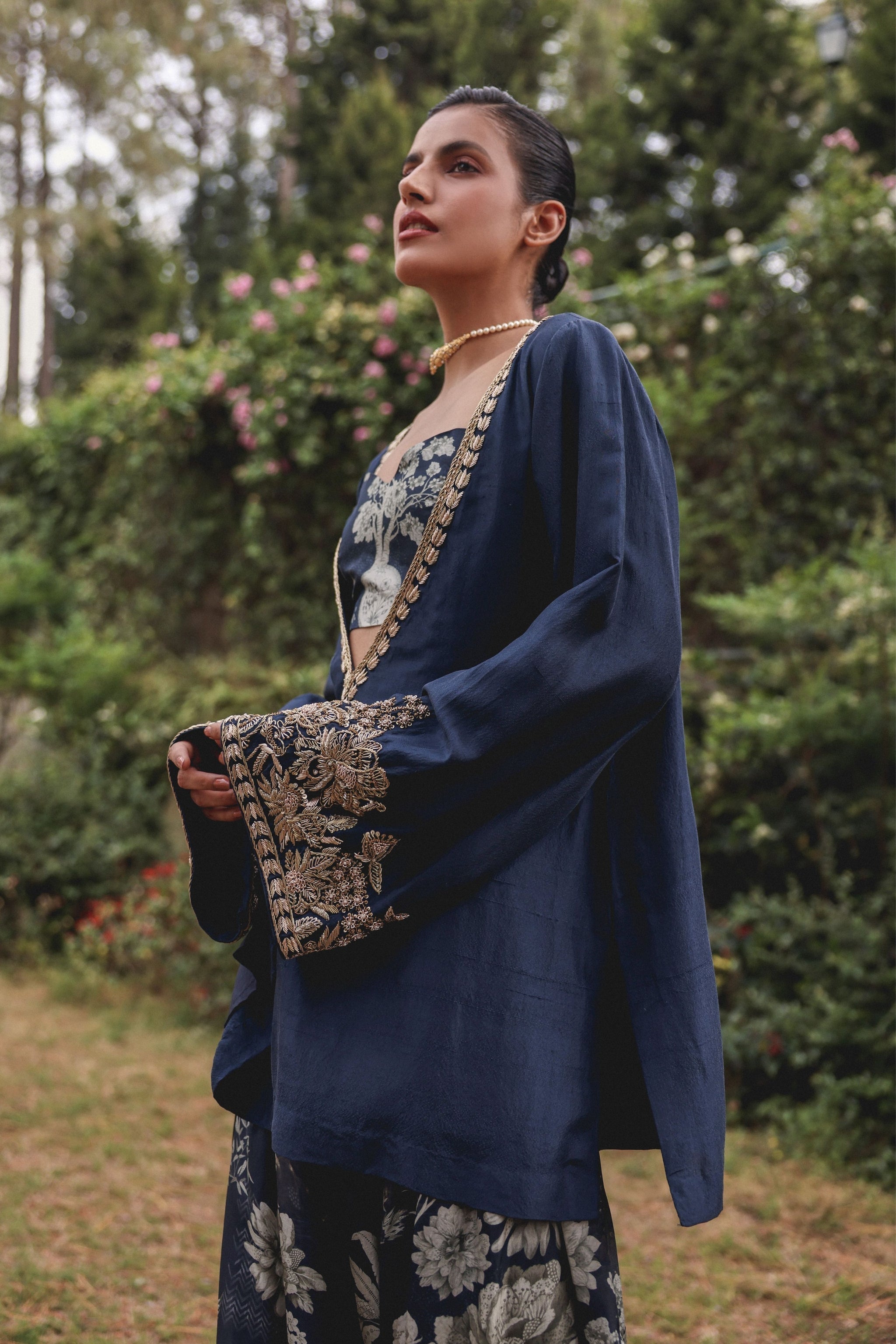 Navy blue floral Farsi